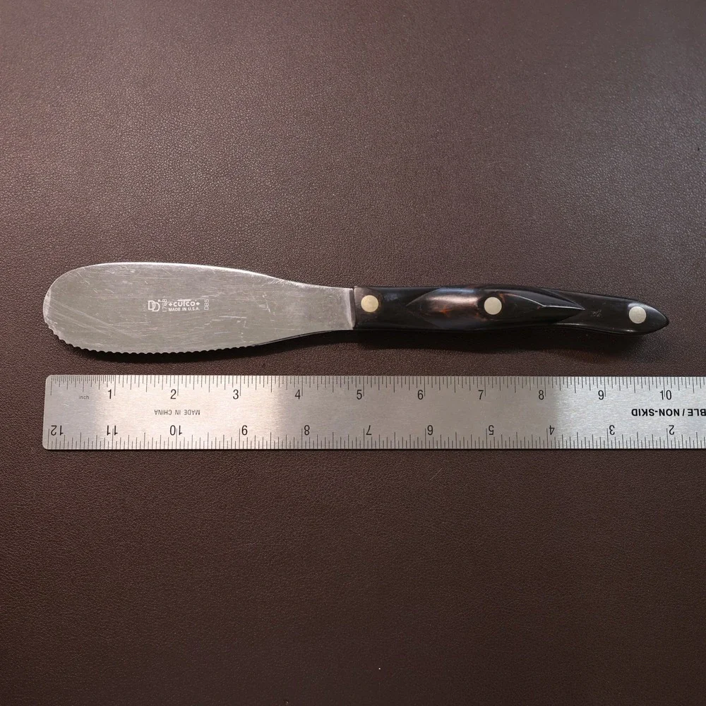 Cutco Spatula Spreader 1768 Vintage Serrated Brown Marbled Handle Made in USA